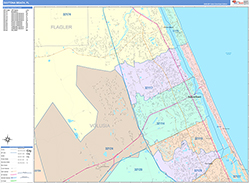 Daytona Beach Wall Map Color Cast Style 2026
